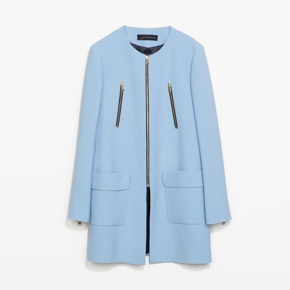 Zara Women Light Blue Coat